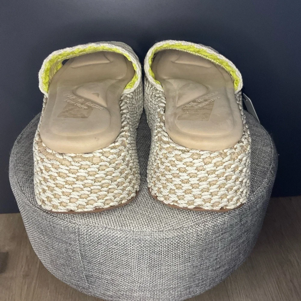 Rag N Bone Women‎ Logan Crochet Green Yellow Square Toe Platform Sandal 39